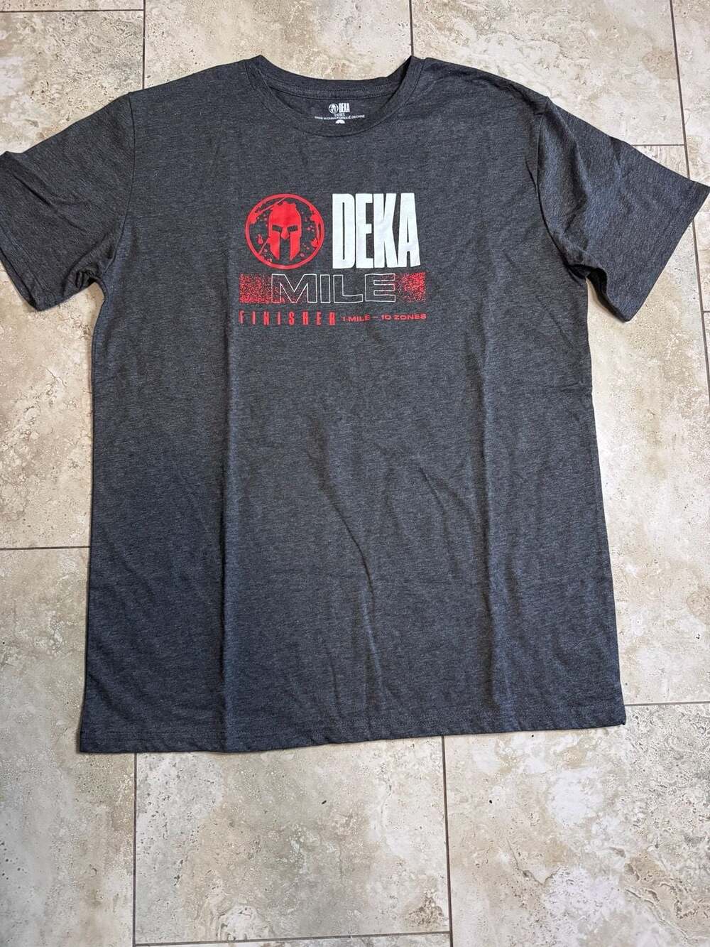 Spartan Deka Mile Finisher 1 Mile 10 Zones Unisex Dark Gray T-Shirt Size L